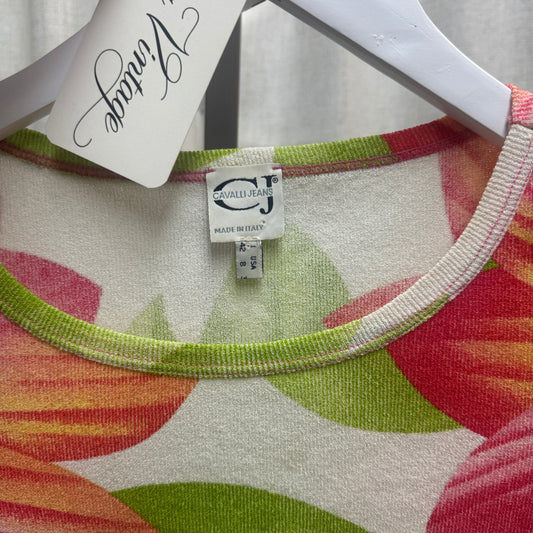 Cavalli Jeans Tropical Print Cropped Short Sleeve T-Shirt
