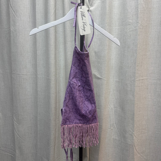 Morgan de Toi Purple Snakeskin Fringe Halter Top
