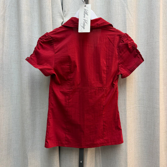 Red Button Up Blouse