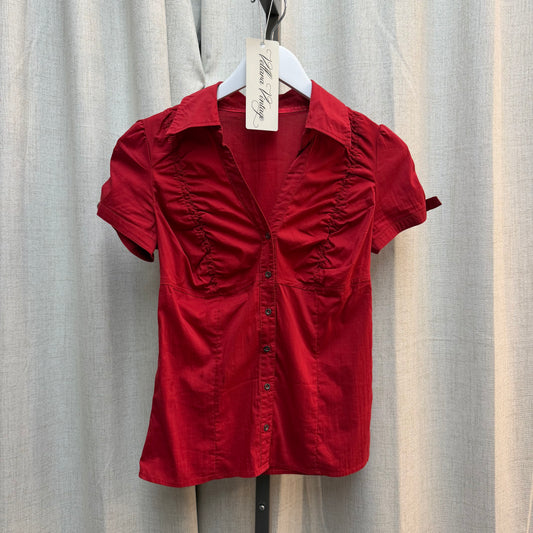 Red Button Up Blouse
