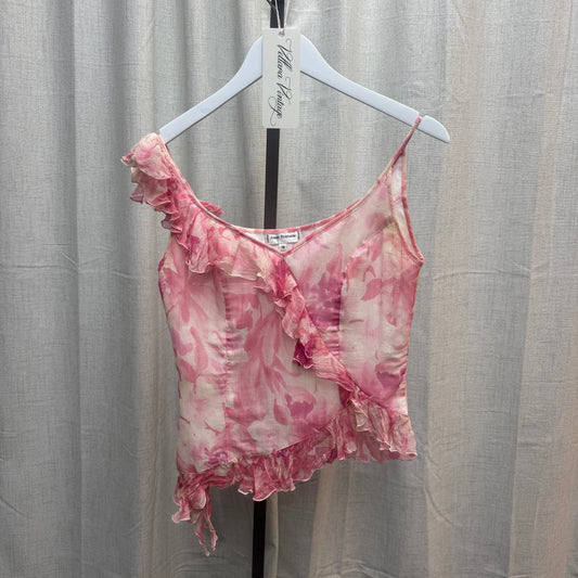 Anne Fontaine Pink Floral Silk Tank Top and Button-Up Set