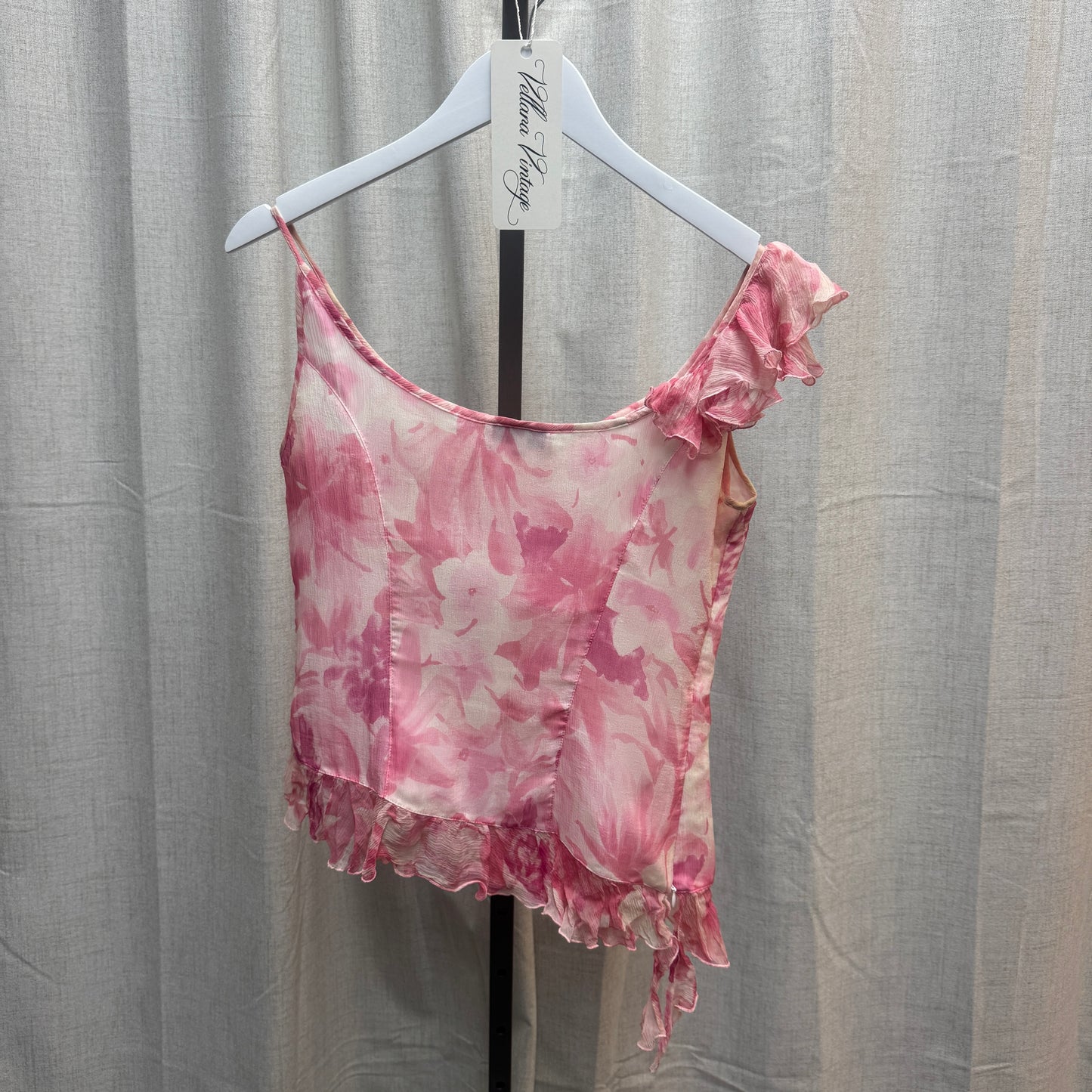 Anne Fontaine Pink Floral Silk Tank Top and Button-Up Set