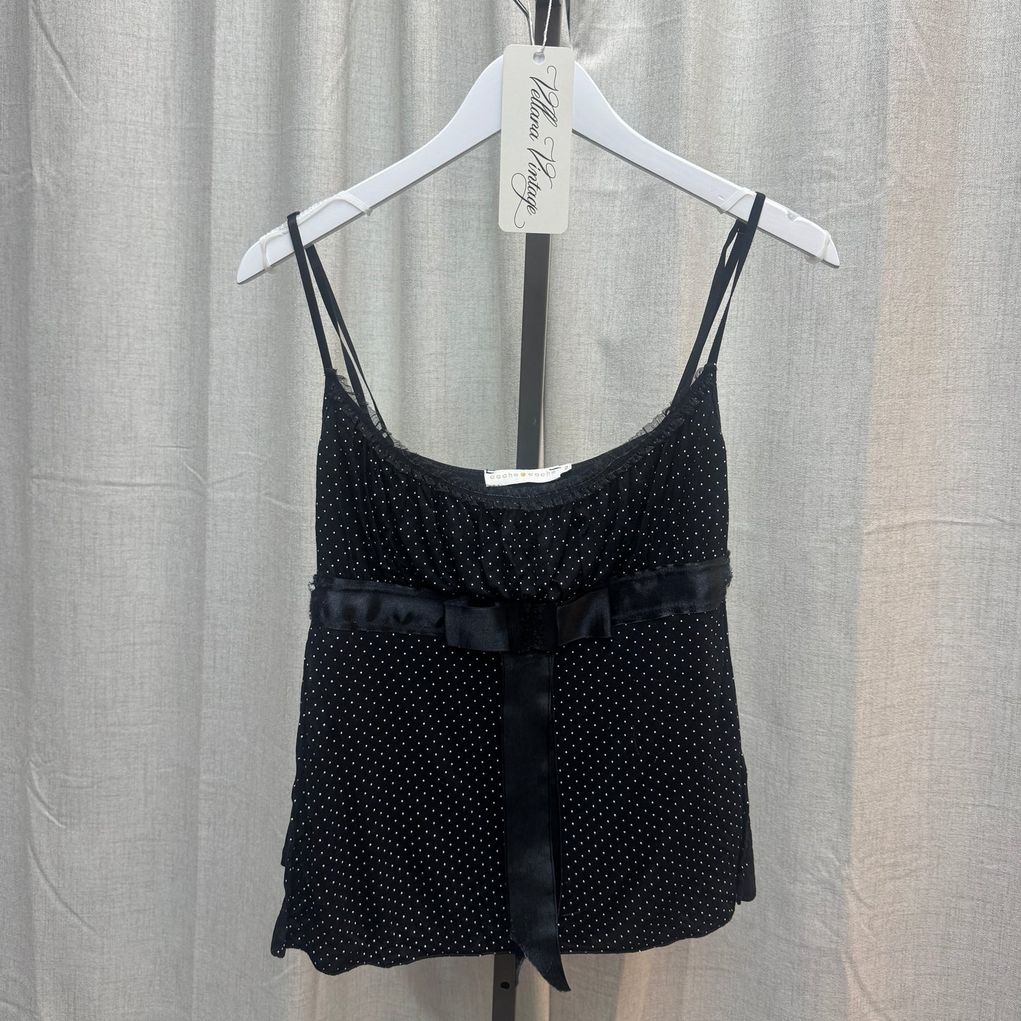 Black Polka Dot Bow Tank Top