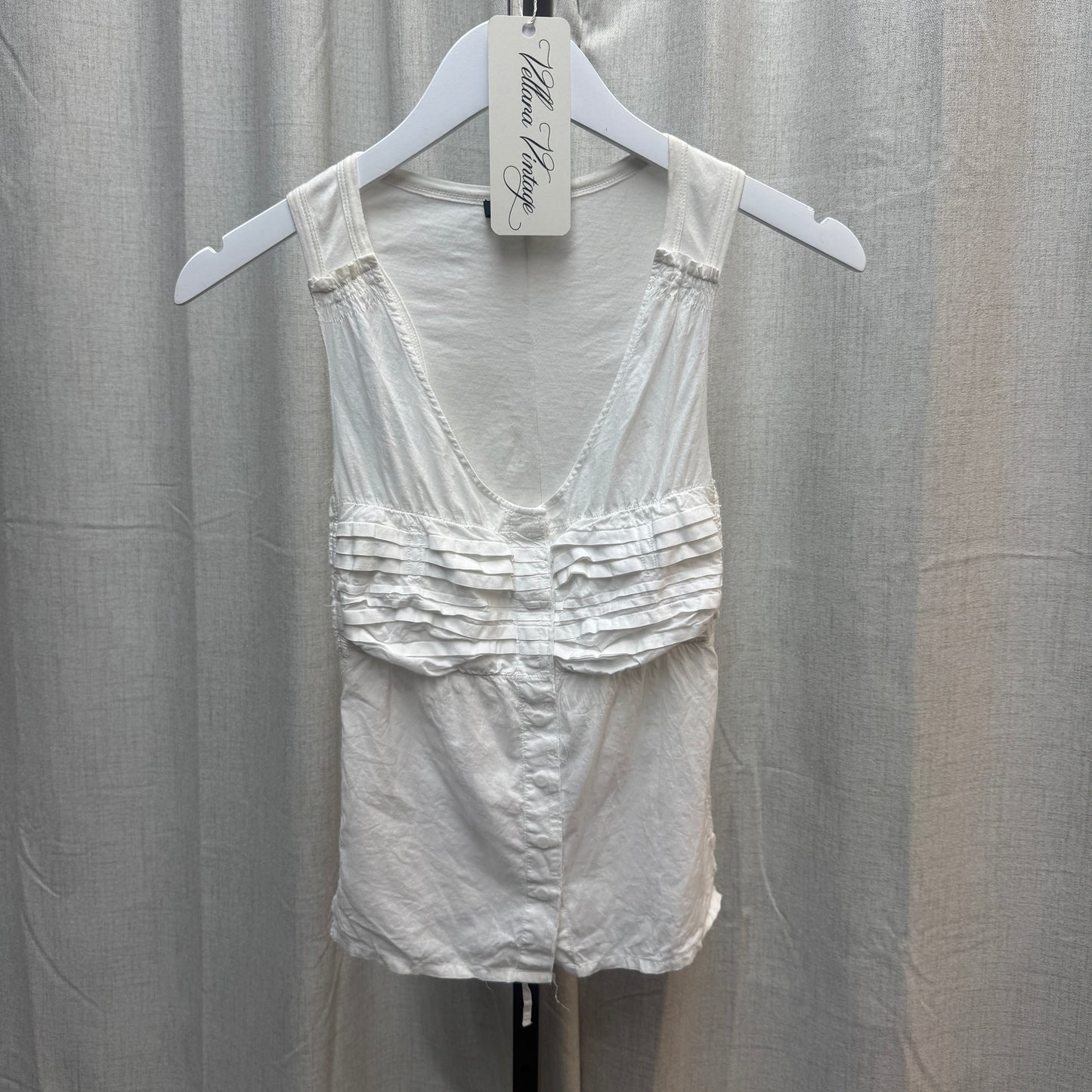 Ikks White Ruffle Tie Tank Top