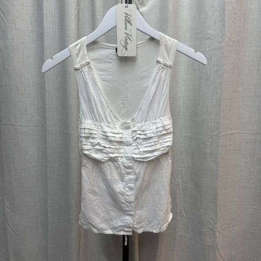 Ikks White Ruffle Tie Tank Top