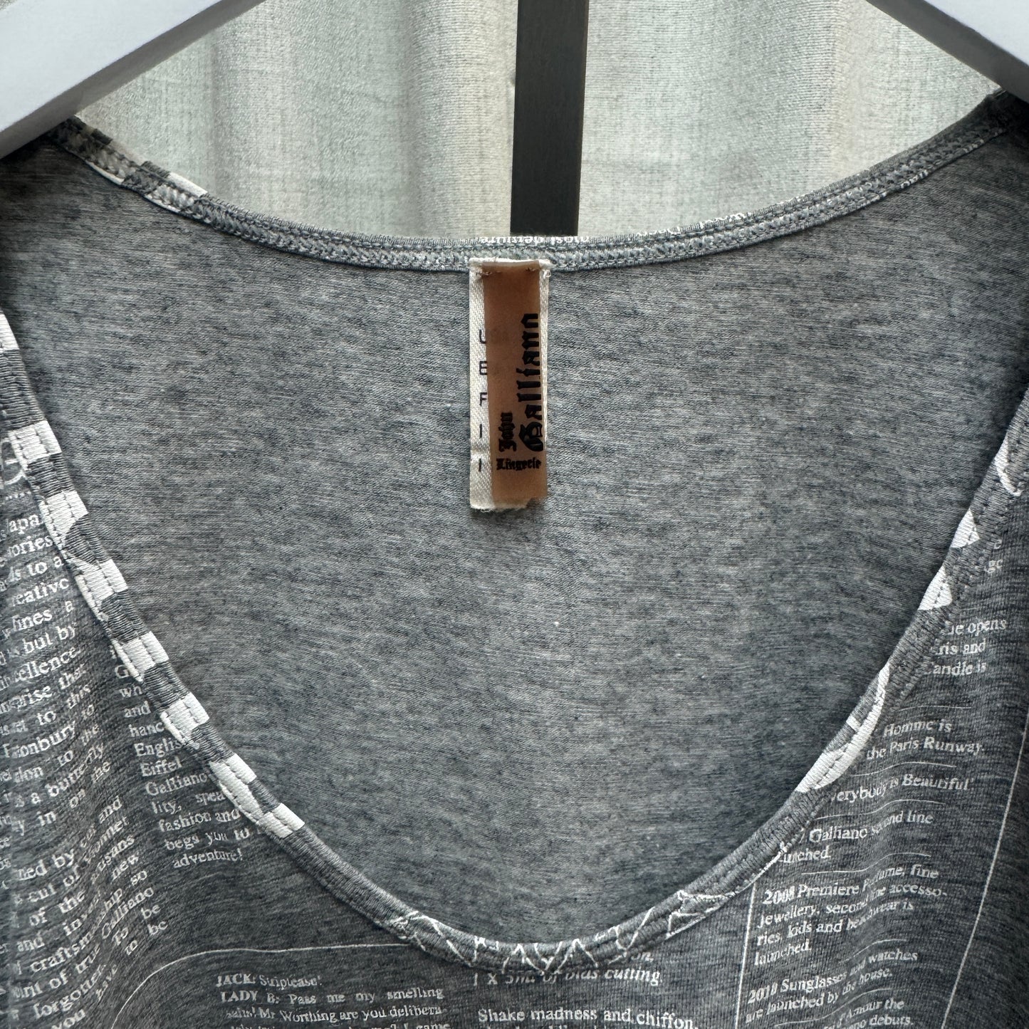 John Galliano Gray Newspaper Print T-Shirt