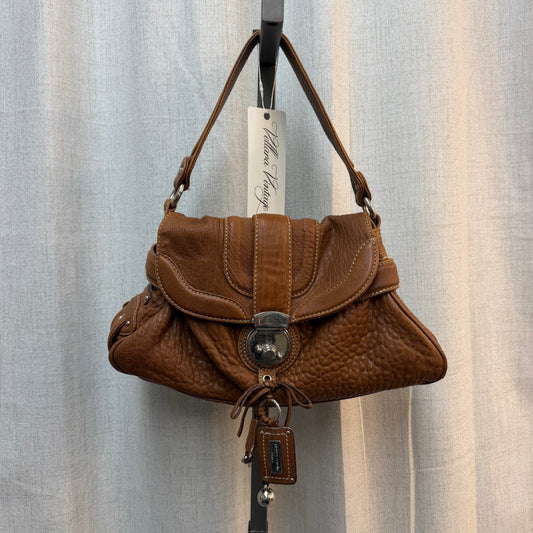 Pierre Cardin Brown Pebbled Leather Shoulder Bag