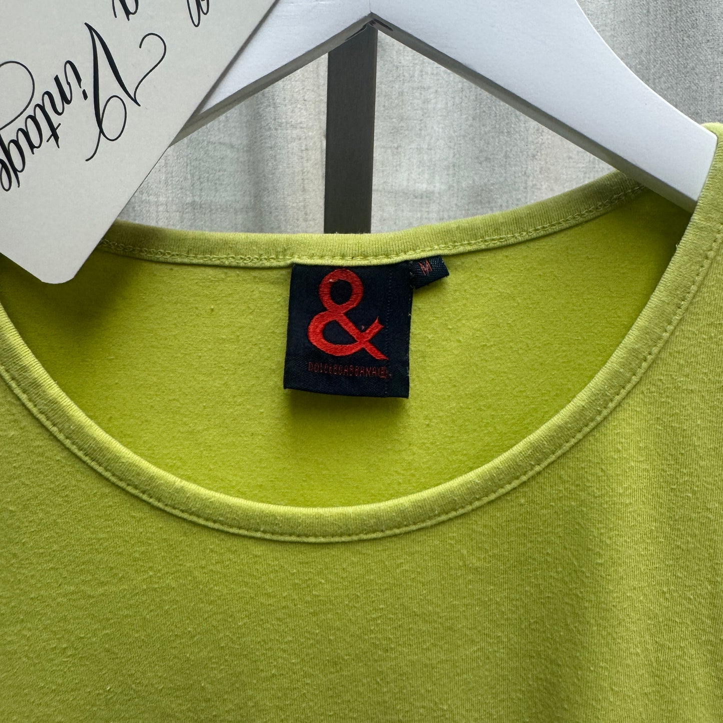 Dolce & Gabbana Lime Green Fish Graphic Cropped T-Shirt
