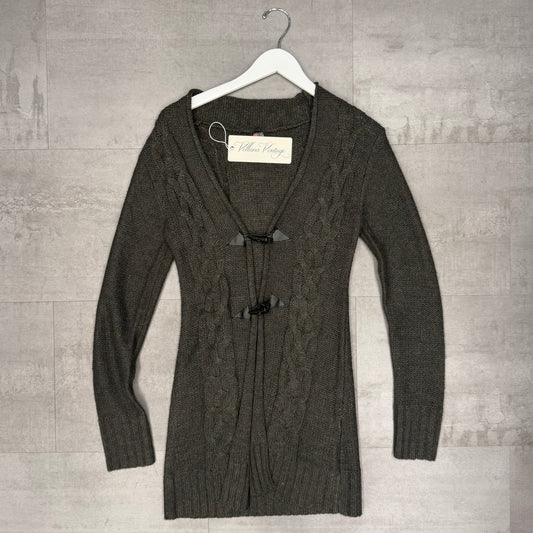Grey Cable Knit Long Cardigan