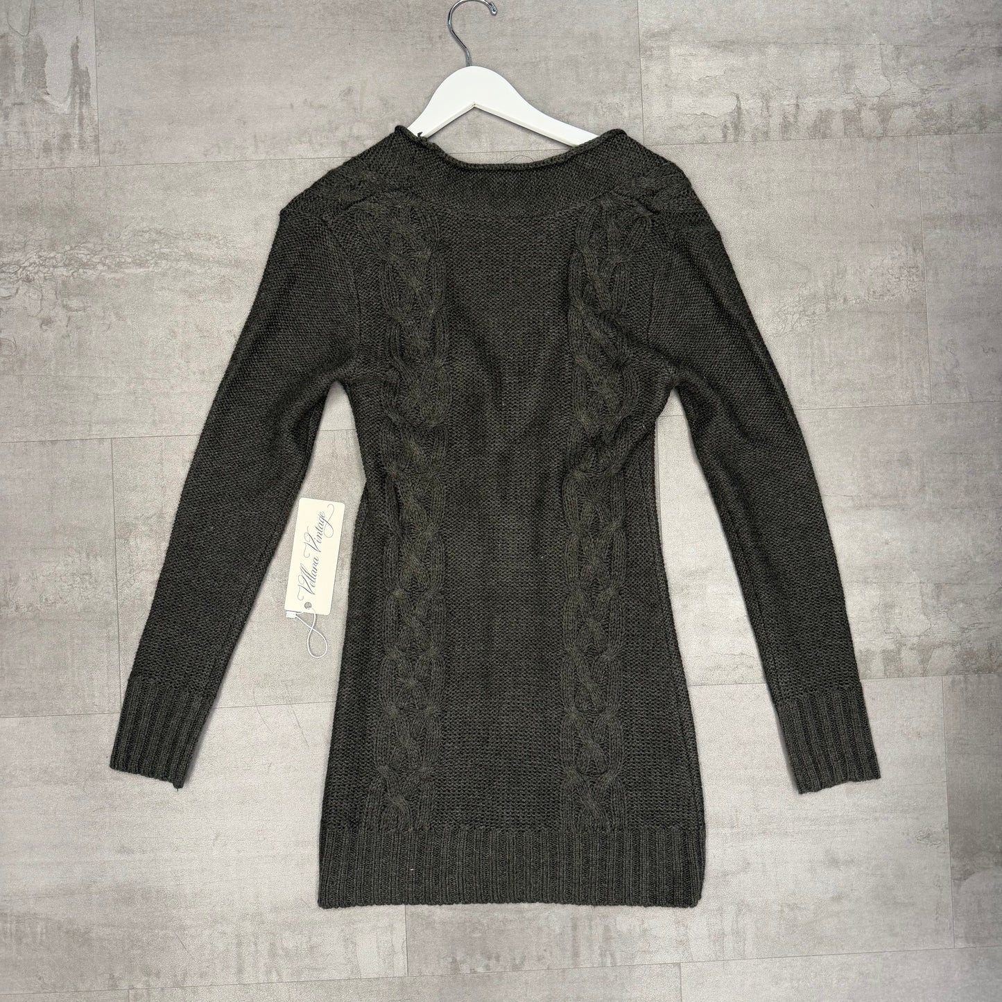 Grey Cable Knit Long Cardigan