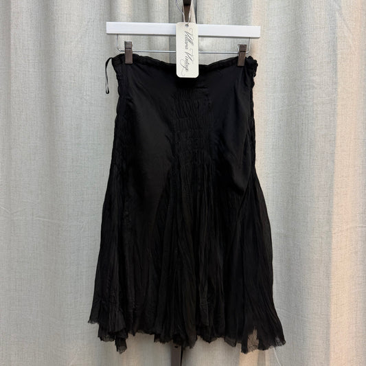Black Ruched Midi Skirt