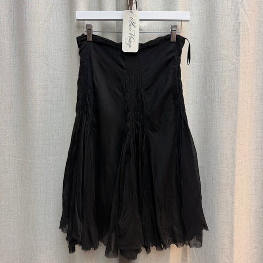 Black Ruched Midi Skirt