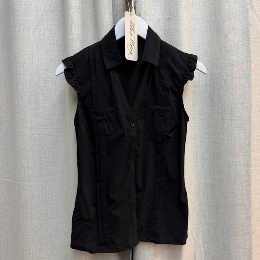 Black Button Down Blouse with Pockets