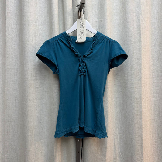Teal Ruffled Polo Tee