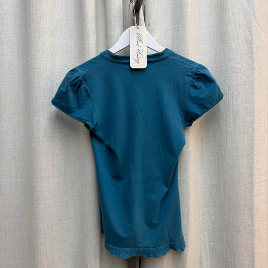 Teal Ruffled Polo Tee