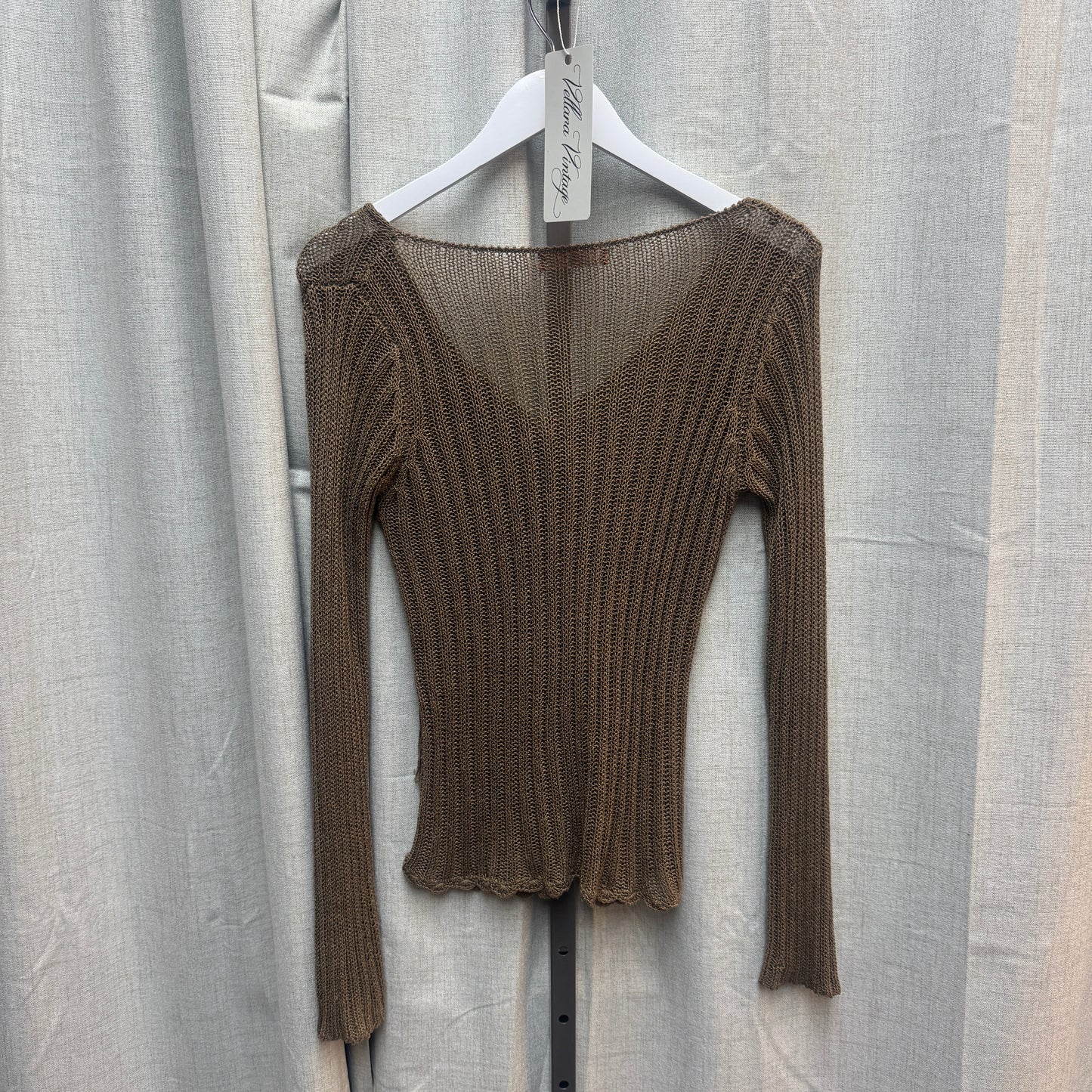 Brown Crochet Fringe Cardigan