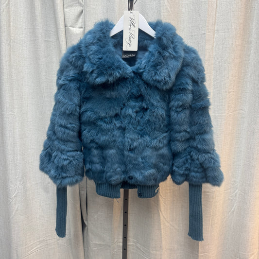 Blue Rabbit Fur Jacket