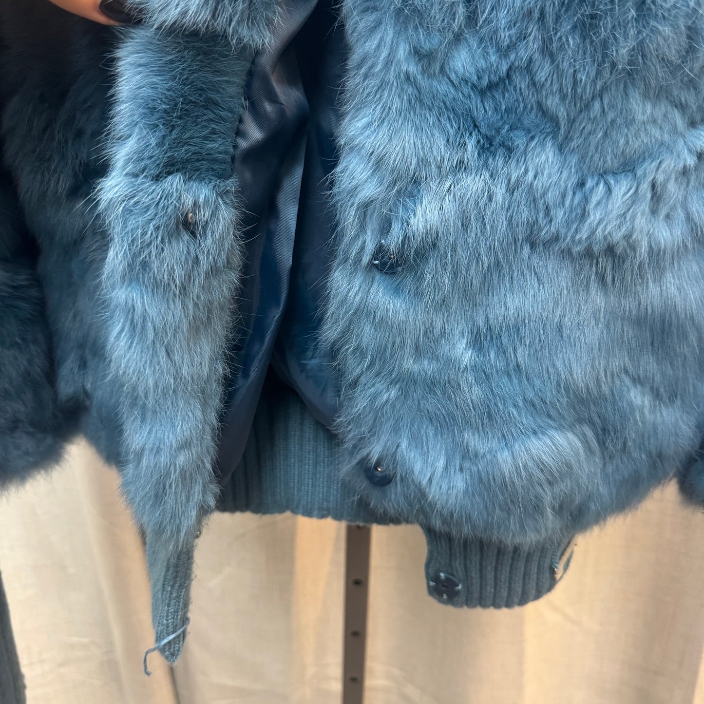 Blue Rabbit Fur Jacket