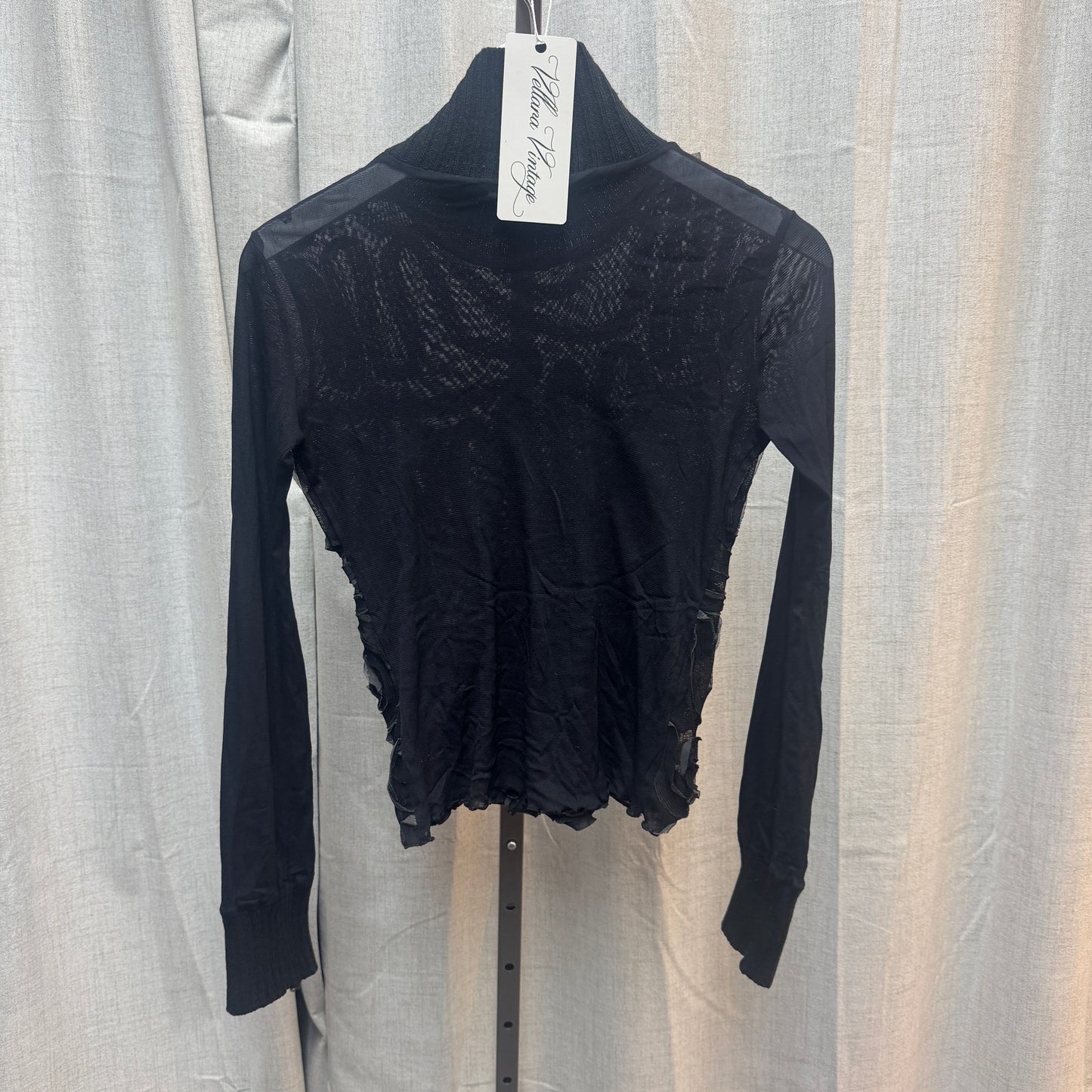 Black Swirl Mesh High Neck Long Sleeve