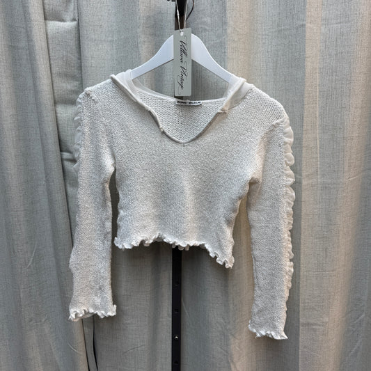 Zone Bleue Knit Mesh Cropped Hoodie