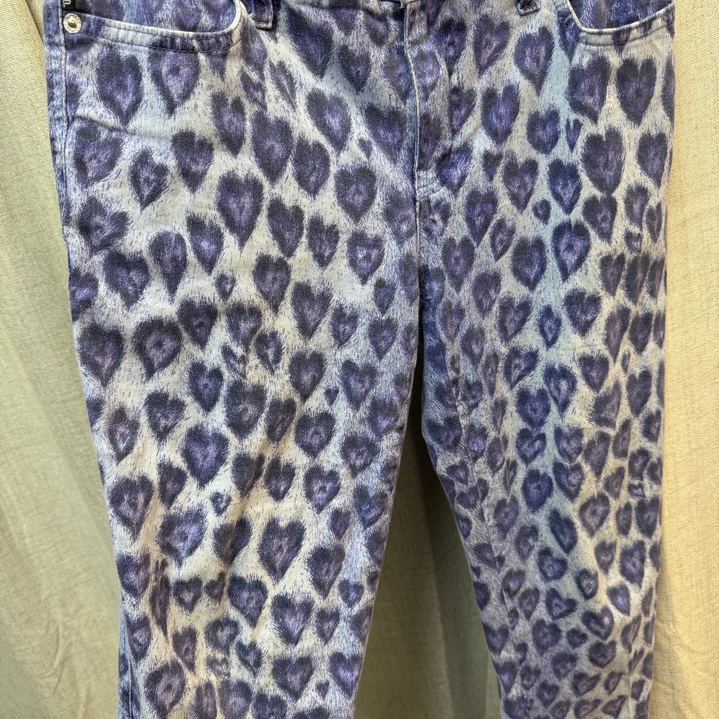 1990s Deadstock Moschino Blue Heart Leopard Print Pants