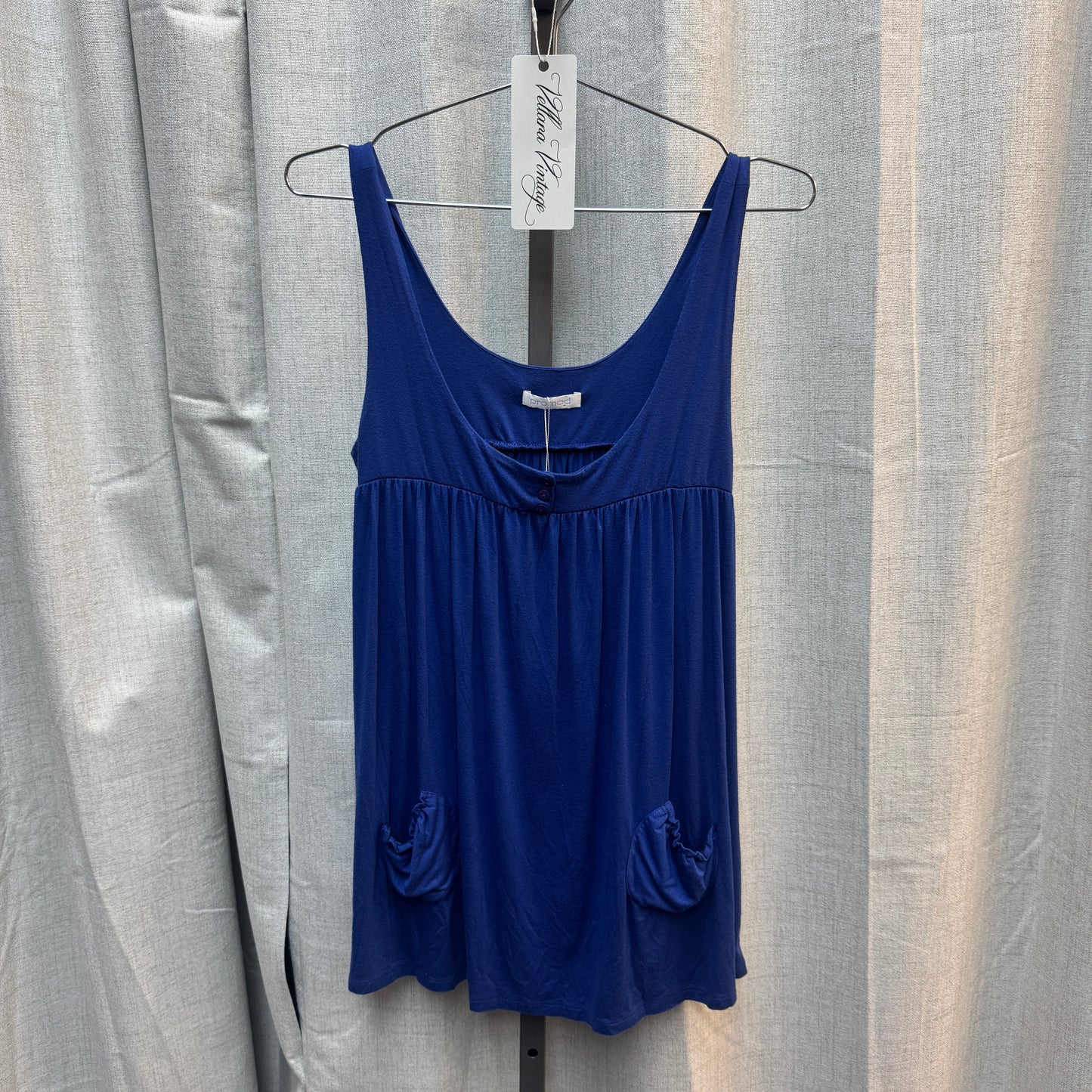 Blue Babydoll Button Pocket Dress