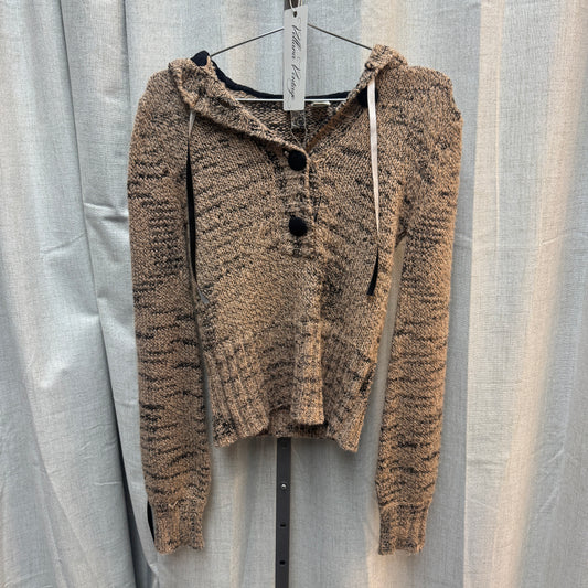 Long Sleeve Heathered Beige Knit Hoodie