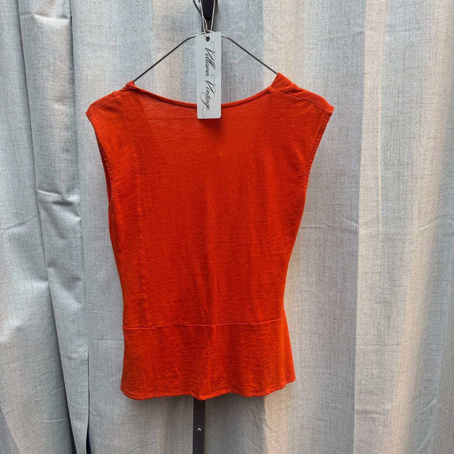 Orange Sleeveless Low V-Neck Wrap Top