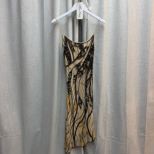 Yve LonDon 100% Silk Cream Beaded Dress with Sequins