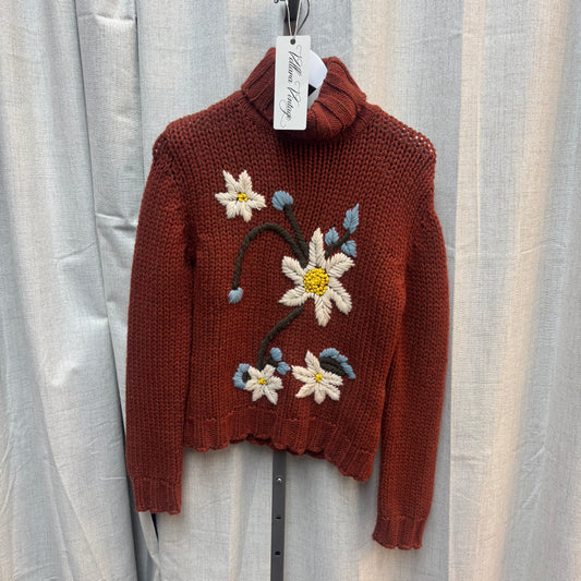 D&G F/W 2001 Embroidered Floral Turtleneck Sweater