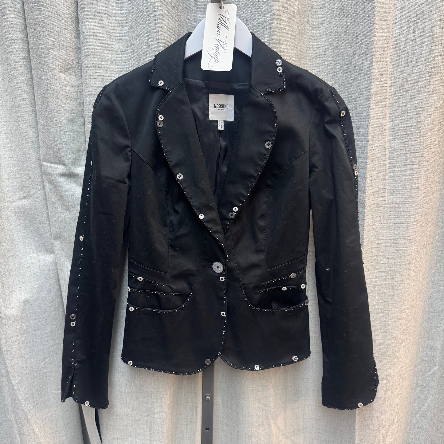 Moschino Button Embellished Black Blazer