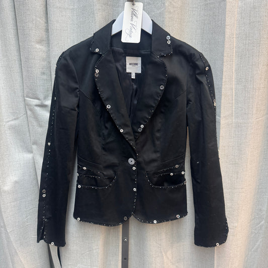 Moschino Button Embellished Black Blazer