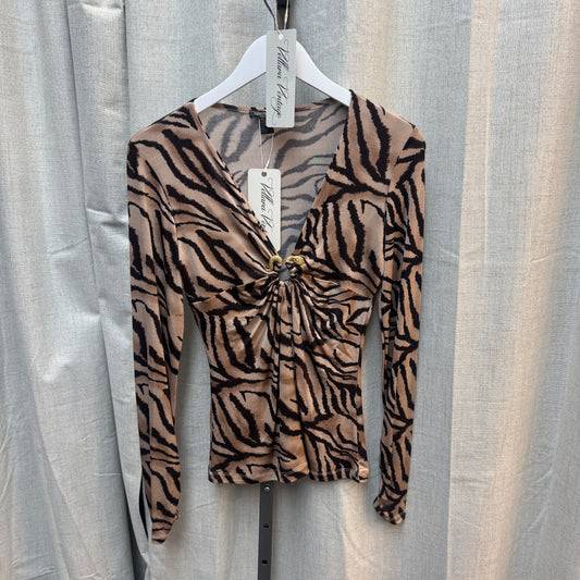 Roberto Cavalli Zebra Print V-Neck Long Sleeve