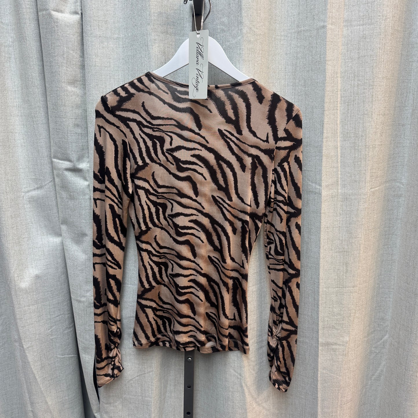 Roberto Cavalli Zebra Print V-Neck Long Sleeve