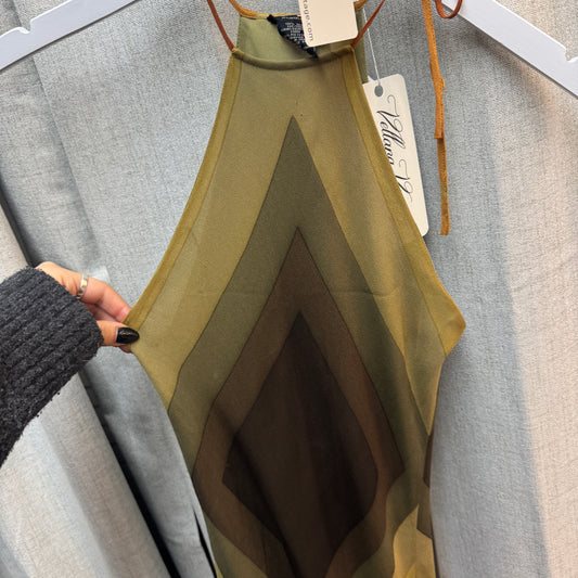 Y2K Silk Geometric Midi Dress