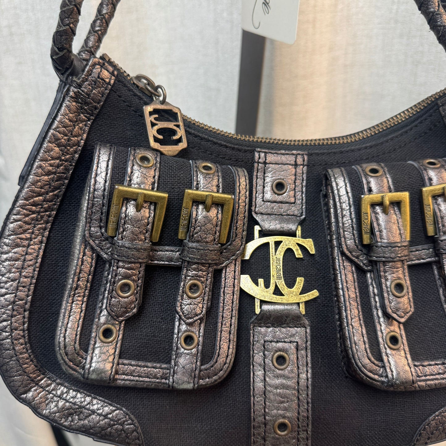 Just Cavalli Black Pocket Shoulder Bag