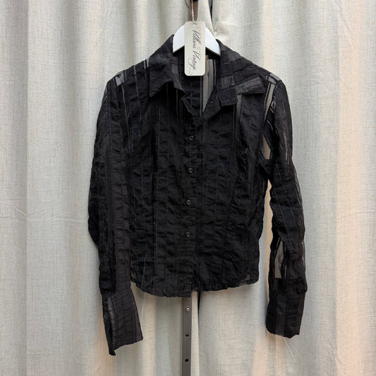 Black Striped Sheer Button Down Shirt