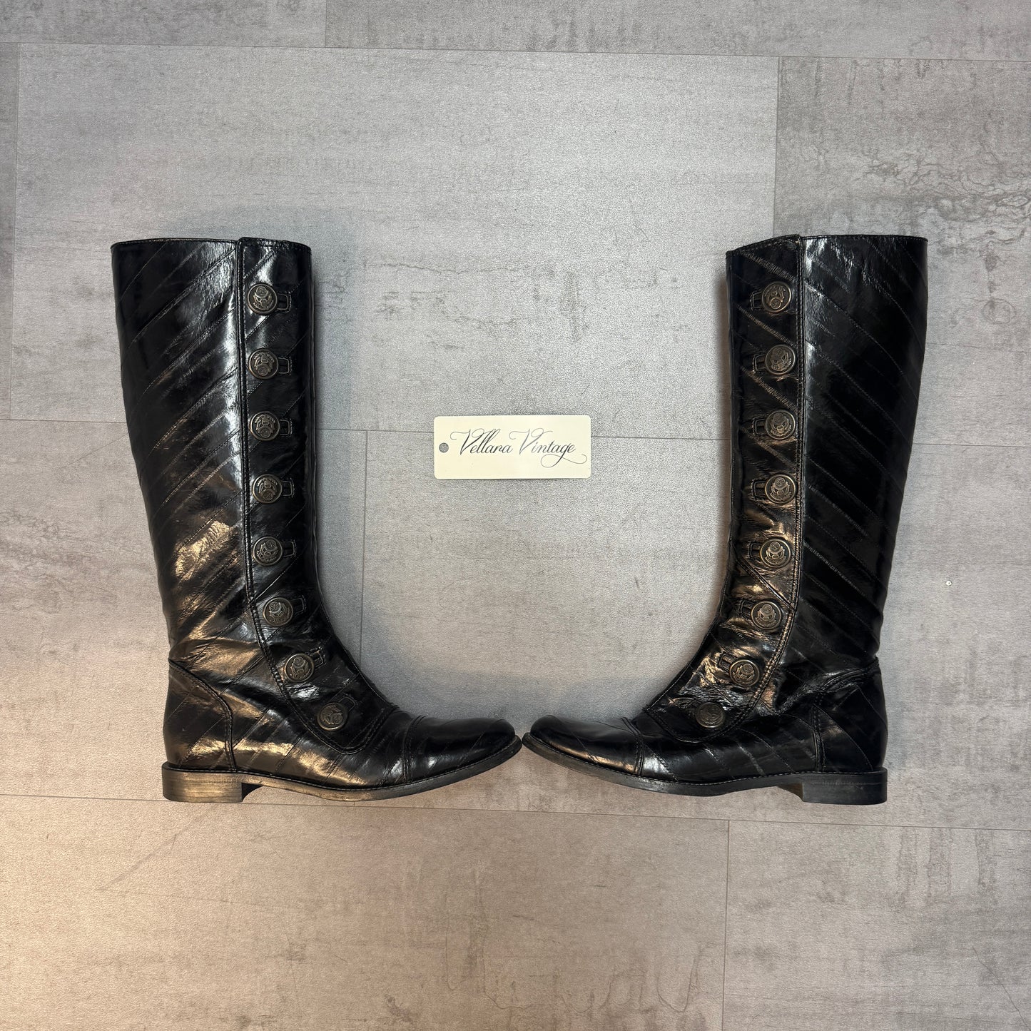 D&G Black Eel Skin Military Riding Boots