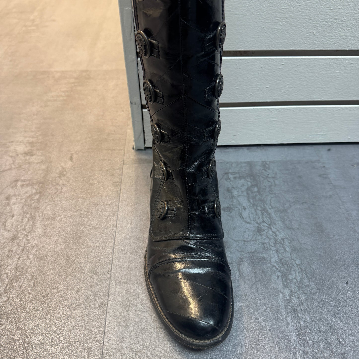 D&G Black Eel Skin Military Riding Boots