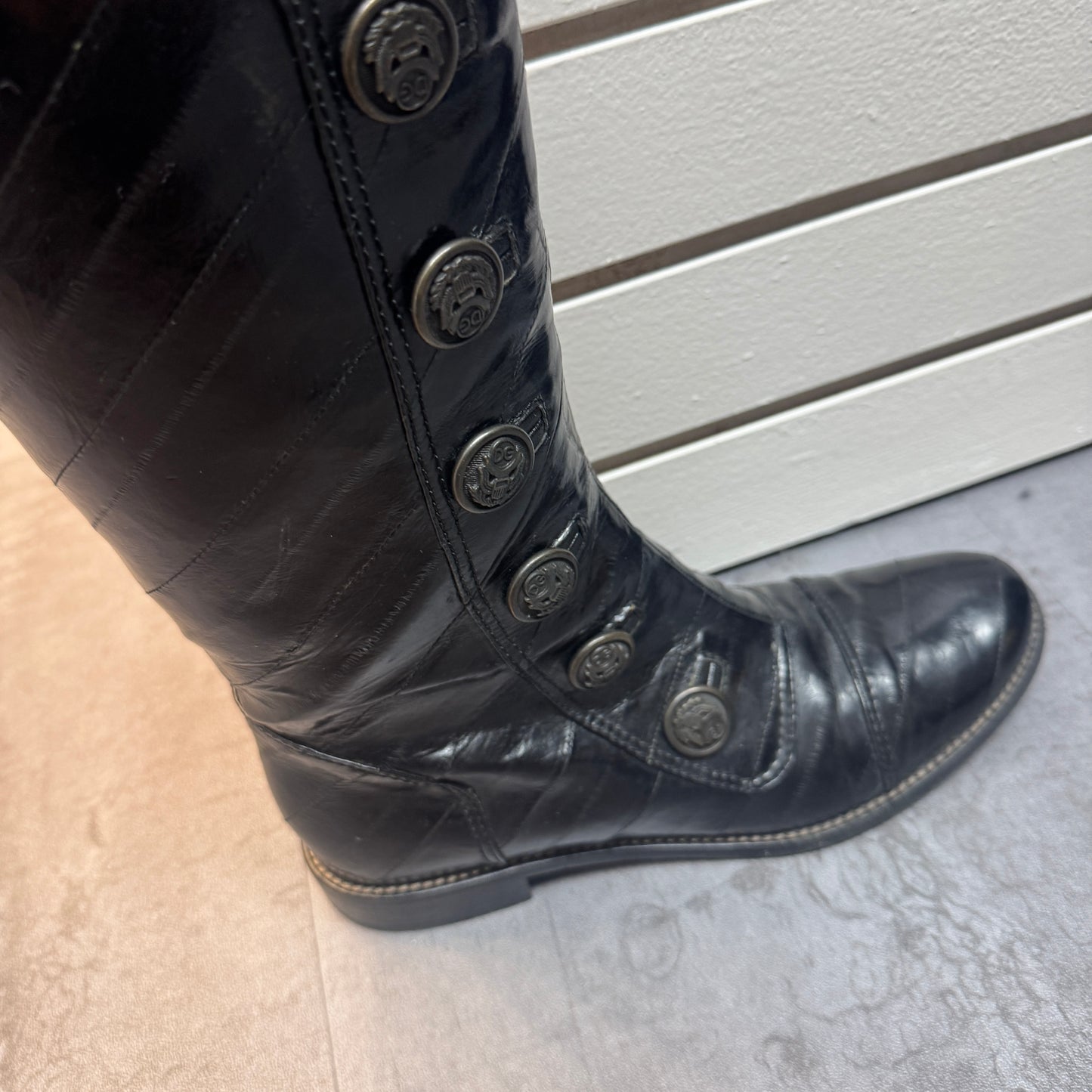 D&G Black Eel Skin Military Riding Boots