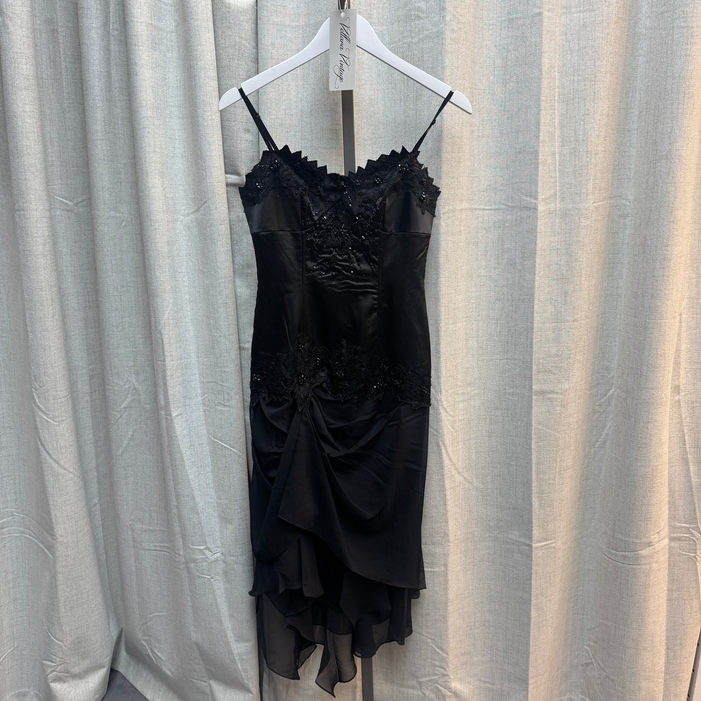 Black Beaded Ruffle Hem Maxi Dress