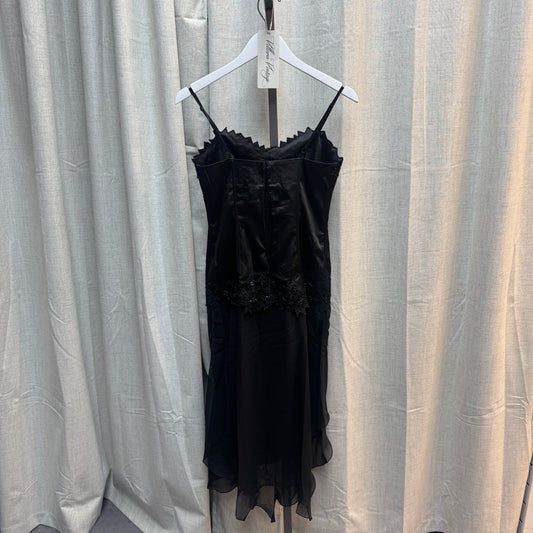 Black Beaded Ruffle Hem Maxi Dress