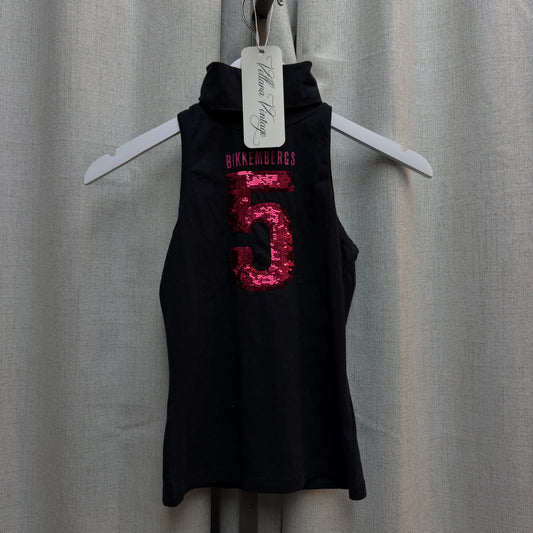 Dirk Bikkembergs Black Sleeveless Turtleneck with Hot Pink Sequins