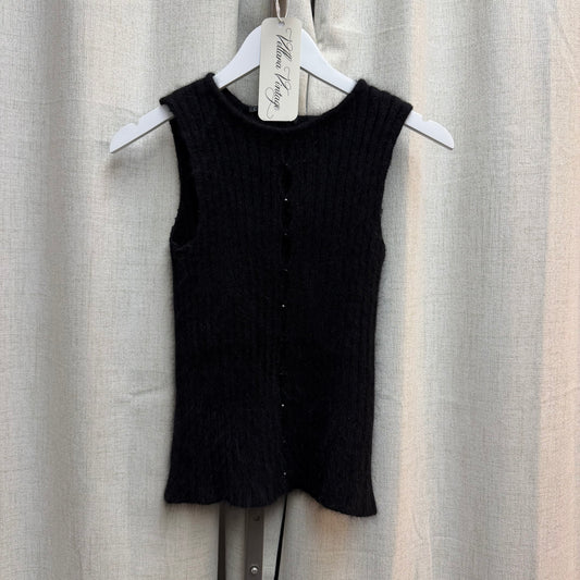 CLASS Roberto Cavalli Black Mohair Sleeveless Button Down Top