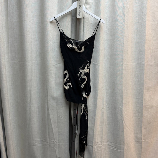 Silk Black Dragon Print Top