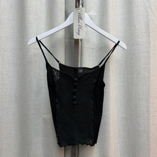 Black Oscalito Crochet Button Down Tank