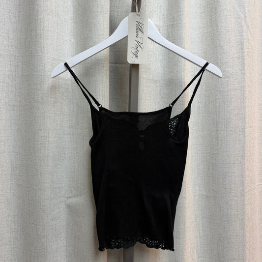 Black Oscalito Crochet Button Down Tank