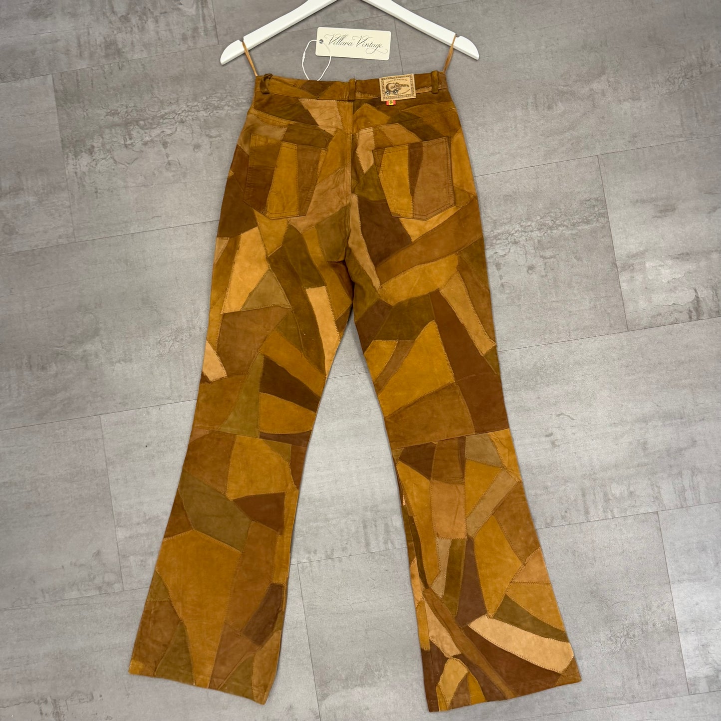 Genuine Leather Patchwork Suede Pants