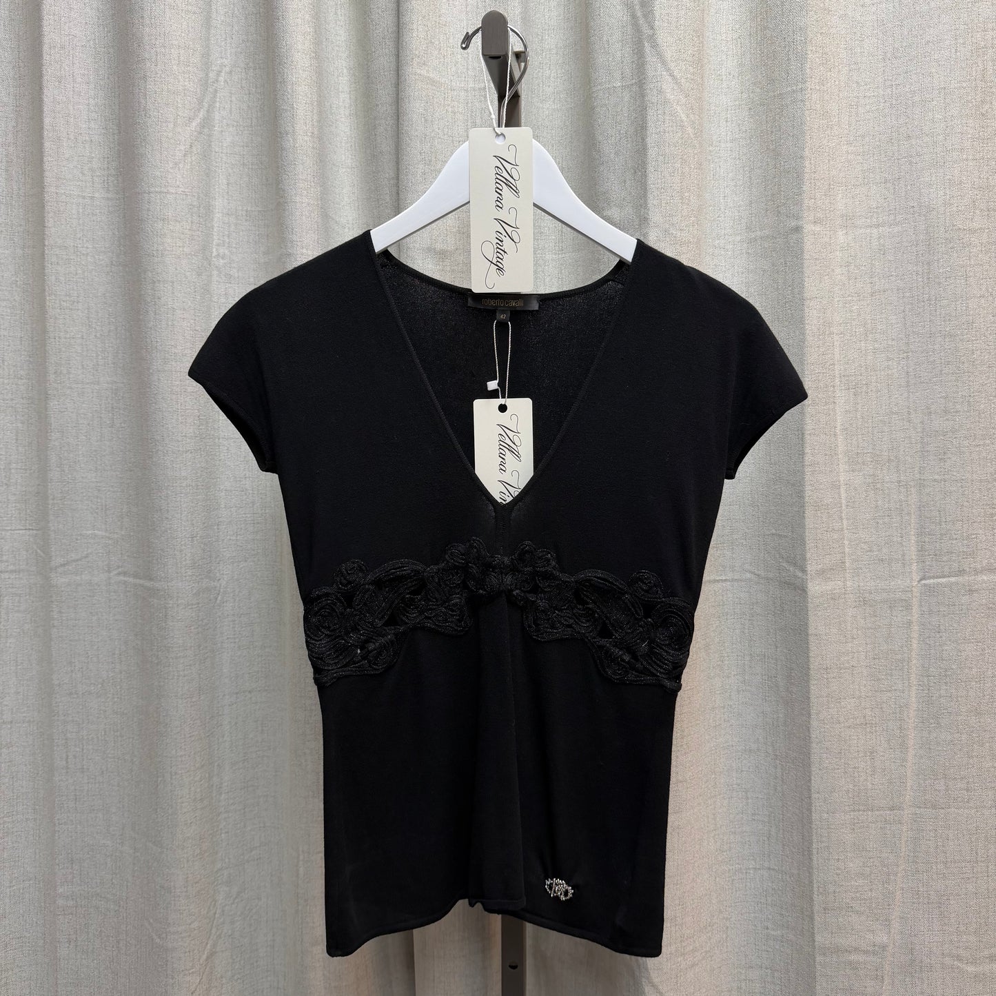 Roberto Cavalli Black Deep V Top