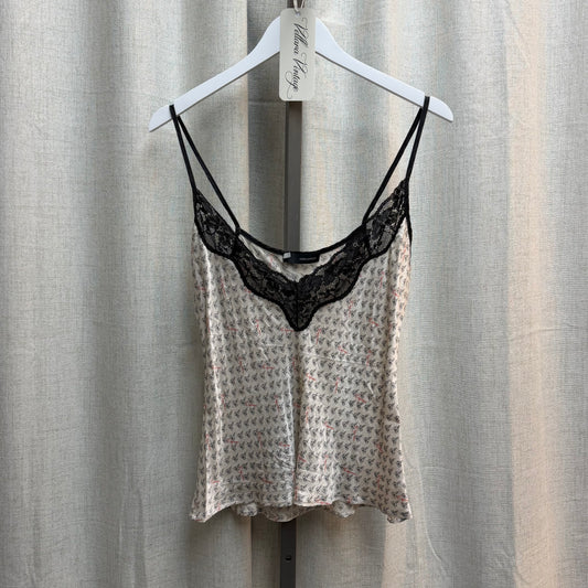 Dsquared House Print Cream Satin Cami with Black Lace
